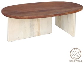 Τραπέζι σαλονιού Simplicity Inart white wash-φυσικό μασίφ ξύλο ακακίας 110x60x40εκ Model: 297-000001