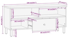 Έπιπλο Τηλεόρασης 100 x 33 x 46 εκ. από Μασίφ Ξύλο Ακακίας - Καφέ