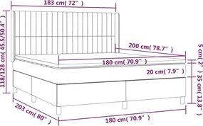 vidaXL Κρεβάτι Boxspring με Στρώμα Μπλε 180x200 εκ. Υφασμάτινο