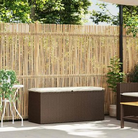 vidaXL Πάγκος κήπου με μαξιλάρι καφέ 110x40x44 cm Poly Rattan