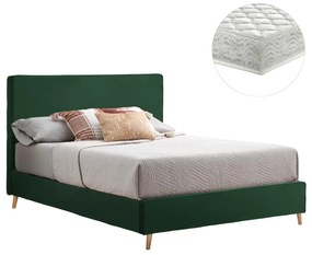 Επενδυμένο Κρεβάτι με Στρώμα INDRA Διπλό Βελούδο Κυπαρισσί 160x200εκ 172x214x112 εκ.