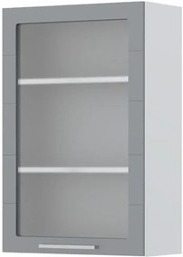 Ντουλάπι κρεμαστό Hudson V9-60-1KS με βιτρίνα-Λευκό - Γκρι - 60.00Χ32.00Χ91.00cm