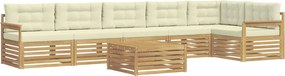vidaXL Σειρά Καναπέ Εξωτερικού με μαξιλάρι 7 pcs Λευκό και Κρεμ