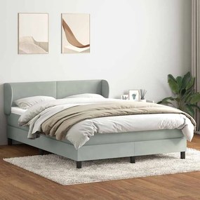 vidaXL Κρεβάτι Boxspring με Στρώμα Ανοιχτό Γκρι 160x220 εκ. Βελούδινο