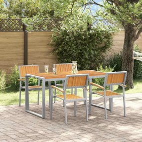 vidaXL Σέτ φαγητού για κήπο 5 pcs Γκρι και καφέ 160 x 80 x 75 cm