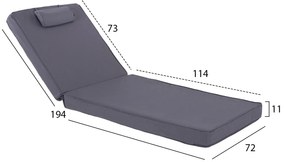 ΜΑΞΙΛΑΡΙ ΞΑΠΛΩΣΤΡΑΣ TEXTILENE 600gr/m2 SIFNOS ΓΚΡΙ  194x70x11Yεκ.