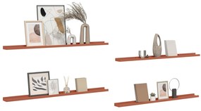 vidaXL Ράφι Τοίχου 4 pcs Κόκκινο 115 x 9 x 3 cm Επεξεργασμένο ξύλο