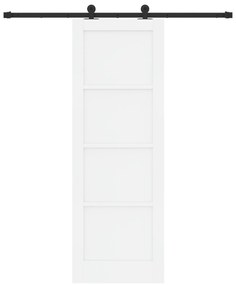 vidaXL Συρόμενη Πόρτα  με Σετ Υλικών Λευκή 73.5x211 εκ Στερεό Ξύλο Πεύκου