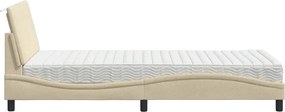 vidaXL Κρεβάτι με Στρώμα Hanko Κρεμ 100 x 200 εκ. Υφασμάτινο