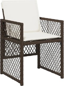 vidaXL Καρέκλες Κήπου 4 τεμ. Καφέ Συνθ. Ρατάν Μαξιλάρια