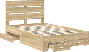 vidaXL Σκελετός Κρεβατιού Δρύς Sonoma 135 x 190 cm Επεξεργασμένο Ξύλο