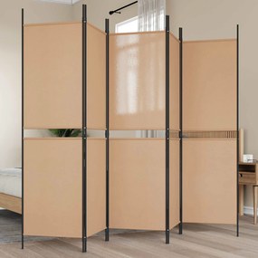 vidaXL 5-Panel Room Divider Μπεζ 250 x 180 cm Ύφασμα