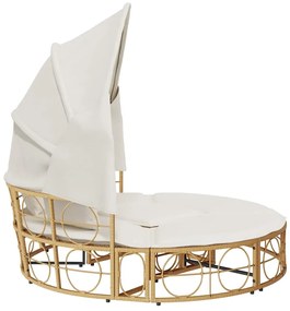 vidaXL Εξωτερική Lounge κρεβάτι με θόλο και μαξιλάρια Poly Rattan
