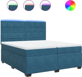 vidaXL Κρεβάτι Boxspring με Στρώμα Μπλε 200x200 εκ. Βελούδινο