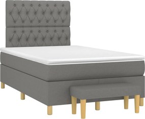 vidaXL Κρεβάτι Boxspring με Στρώμα Σκούρο Γκρι 120x200 εκ. Υφασμάτινο