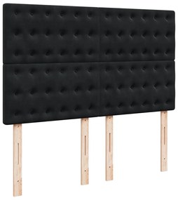 vidaXL Κρεβάτι Boxspring με Στρώμα Μαύρο 140x200 εκ. Βελούδινο