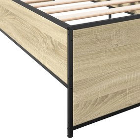 vidaXL Πλαίσιο Κρεβατιού Sonoma Δρυς 100x200 εκ. Επεξ. Ξύλο &amp; Μέταλλο