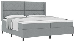 vidaXL κρεβάτι Box Spring με στρώμα  Ανοιχτό γκρι 200x200 εκ. Υφασμάτινο