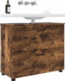 vidaXL Ντουλάπι Μπάνιου Καπνιστό Δρύς 76,5 x 35 x 64 εκ