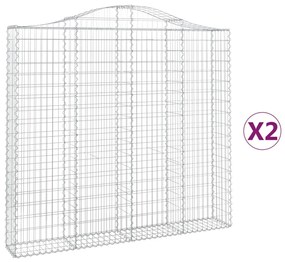 vidaXL Συρματοκιβώτια Τοξωτά 2 τεμ. 200x30x180/200 εκ. Γαλβαν. Ατσάλι