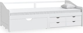 vidaXL Καναπές Κρεβάτι 3 Θέσεων με Συρτάρια Λευκό 90x200εκ Μασίφ Πεύκο