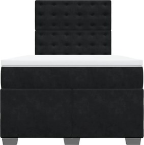 vidaXL Κρεβάτι Boxspring με Στρώμα Μαύρο 120x190 εκ. Βελούδινο
