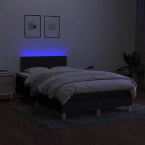 vidaXL Κρεβάτι Boxspring με Στρώμα &amp; LED Μαύρο 120x200 εκ. Υφασμάτινο