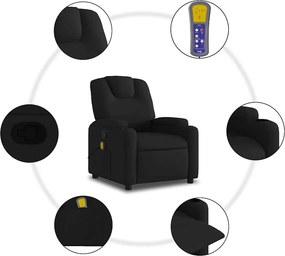 vidaXL Πολυθρόνα Μασάζ με Ανακλινόμενη Πόρτα Μαύρη Υφασμάτινη