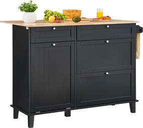 VEVOR Kitchen Island Cart Storage Cabinet Serving with Drawer &amp; Trash Cabinet