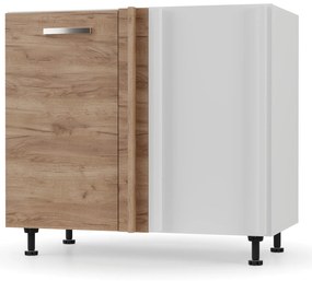 CHARLOTΤE Κάτω Ντουλάπι Γωνίας 90x50x82εκ με μεταλλικά χερούλια Χρυσός Δρυς