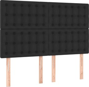 vidaXL Κρεβάτι Boxspring με Στρώμα &amp; LED Μαύρο 140x190 εκ. Συνθ. Δέρμα