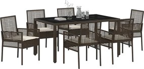 vidaXL Σέτ φαγητού για κήπο 7 pcs Καφέ συνθετικό ρατάν