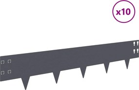 vidaXL Περίγραμμα γκαζόν 10 τμχ. 100 x 20 cm Steel Ανθρακί