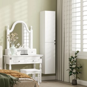 HOMCOM Ντουλάπι μπάνιου τοίχου, βαμμένη επιφάνεια, 6 ράφια, MDF, Λευκό