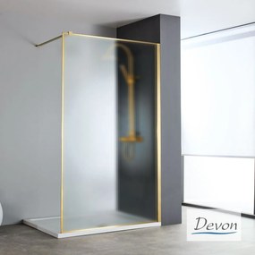 DEVON Iwis Fluted Walk-in Διαχωριστικό Κρύσταλλο Ντουζιέρας Fluted με βραχίονα στήριξης 66-68εκ Υ200εκ Gold Brushed PVD
