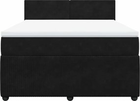 vidaXL Κρεβάτι Boxspring με Στρώμα Μαύρο 140x200 εκ. Βελούδινο