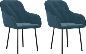 vidaXL Καρέκλες Τραπεζαρίας 2 τεμ. Μπλε Βελούδινες