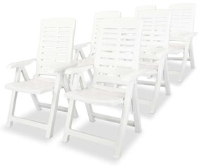 Καρέκλες Κήπου Ανακλινόμενες 6 τεμ. Λευκές Πλαστικές
