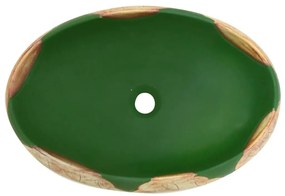 Νιπτήρας Οβάλ Πράσινος και Καφέ 59 x 40 x 15 εκ. Κεραμικός - Πράσινο