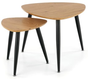 NICEA 2, set of two coffee tables, color: golden oak / black DIOMMI V-CH-NICEA_2-LAW