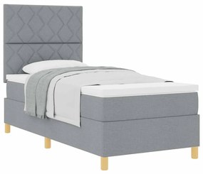 vidaXL Κρεβάτι με ελατήρια με στρώμα Ανοιχτό γκρι 90 x 200 cm ύφασμα