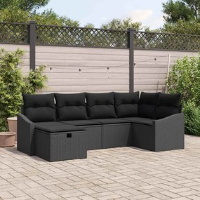 vidaXL Σετ Καναπέ Κήπου 6 pcs Μαύρο Πολυ rattan, βαμμένο ατσάλι