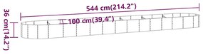 vidaXL Ζαρντινιέρα Ανθρακί 544x100x36εκ Ατσάλι με Ηλεκτρ. Βαφή Πούδρας