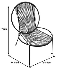 Καρέκλα κήπου Dapper pakoworld μαύρο μέταλλο-pe μαύρο 64.5x74.5x76εκ (1 τεμάχια)