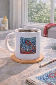 Πορσελάνινη κούπα καφέ με ζωηρό pop art σχέδιο Λευκό