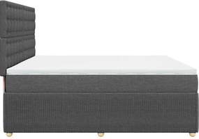vidaXL Κρεβάτι Boxspring με Στρώμα Σκούρο Γκρι 200x200 εκ. Υφασμάτινο