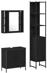 vidaXL Μονάδες Νιπτήρα Μπάνιου με ράφι Μαύρο 33 x 33 x 185.5 εκ