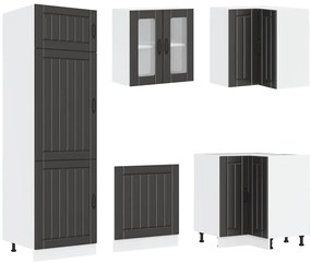 vidaXL 14 Piece Kitchen Cabinet Set "Lucca" Μαύρο κατασκευασμένο ξύλο