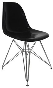 ΕΜ124,22P ART Καρέκλα Tραπεζαρίας Κουζίνας Μέταλλο Χρώμιο - PP Μαύρο  46x55x82cm Χρώμιο/Μαύρο,  Μέταλλο/PP - ABS - Polywood, , 4 Τεμάχια