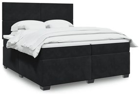 vidaXL Κρεβάτι Boxspring με Στρώμα Μαύρο 200x200 εκ. Βελούδινο